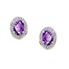 Boucles d'oreilles serti clos pierre fine et diamant en or 18 carats