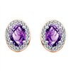 Boucles d'oreilles serti clos pierre fine et diamant en or 18 carats
