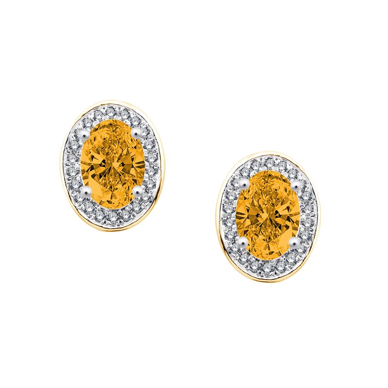 Boucles d'oreilles toi et moi pierre fine et diamant en or 18 carats