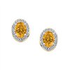Boucles d'oreilles toi et moi pierre fine et diamant en or 18 carats