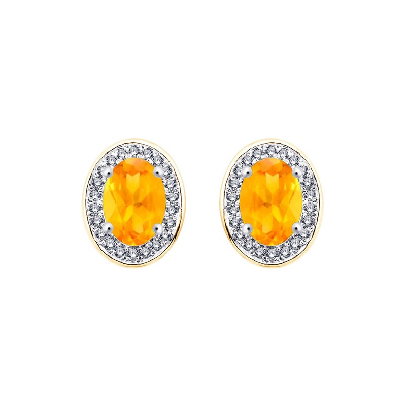 Boucles d'oreilles toi et moi pierre fine et diamant en or 18 carats