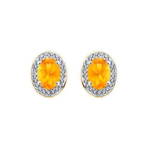 Boucles d'oreilles toi et moi pierre fine et diamant en or 18 carats