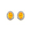 Boucles d'oreilles toi et moi pierre fine et diamant en or 18 carats