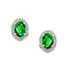 Boucles d'oreilles serti clos pierre fine et diamant en or 18 carats