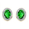 Boucles d'oreilles serti clos pierre fine et diamant en or 18 carats