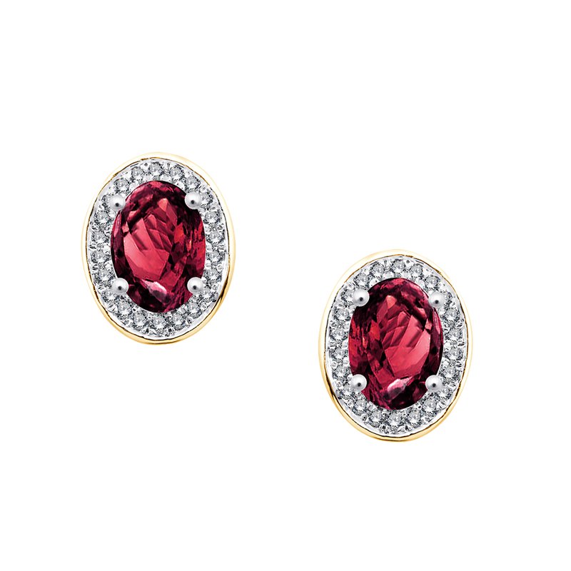 Boucles d'oreilles serti clos pierre fine et diamant en or 18 carats