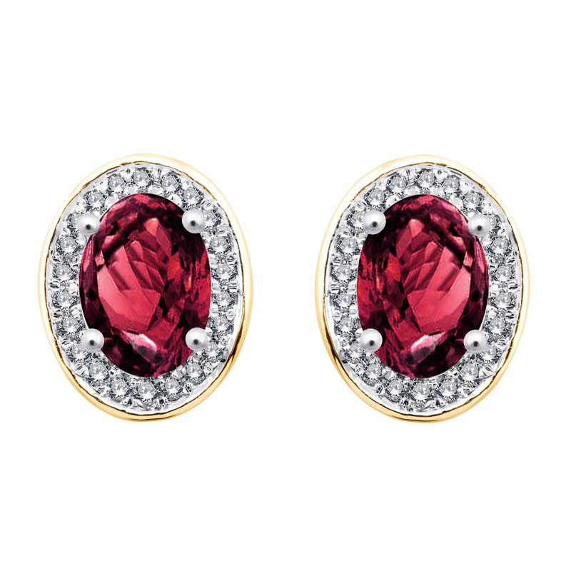 Boucles d'oreilles serti clos pierre fine et diamant en or 18 carats