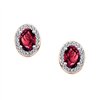 Boucles d'oreilles serti clos pierre fine et diamant en or 18 carats