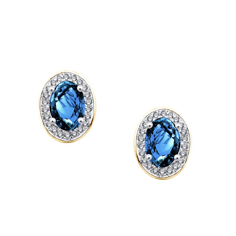Boucles d'oreilles serti clos pierre fine et diamant en or 18 carats