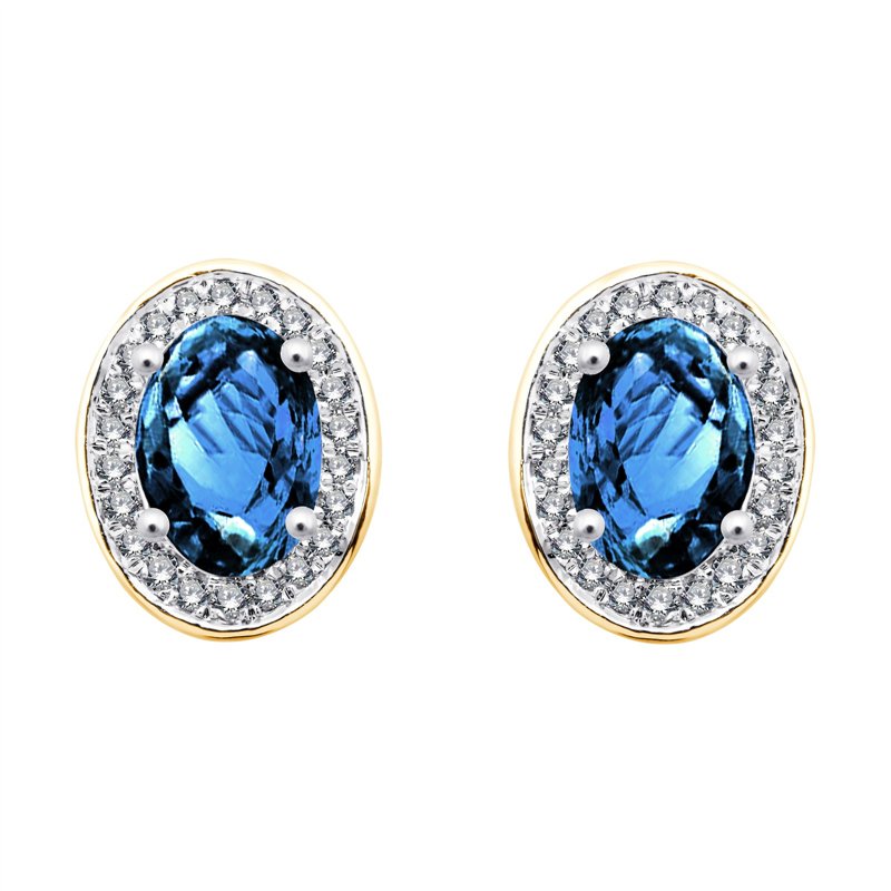 Boucles d'oreilles serti clos pierre fine et diamant en or 18 carats