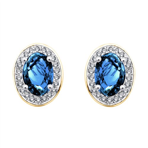 Boucles d'oreilles serti clos pierre fine et diamant en or 18 carats
