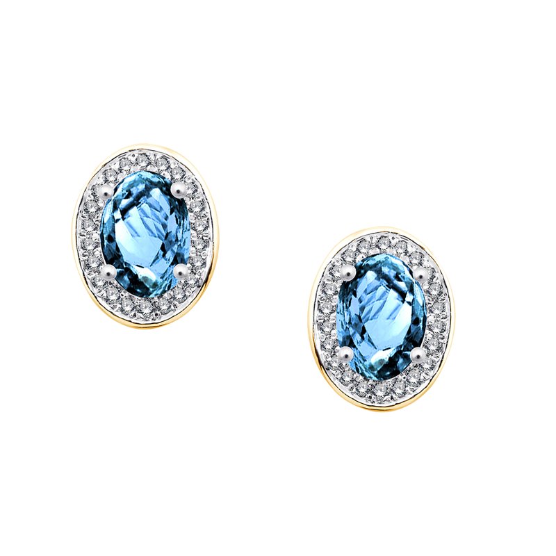 Boucles d'oreilles serti clos pierre fine et diamant en or 18 carats