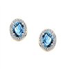 Boucles d'oreilles serti clos pierre fine et diamant en or 18 carats
