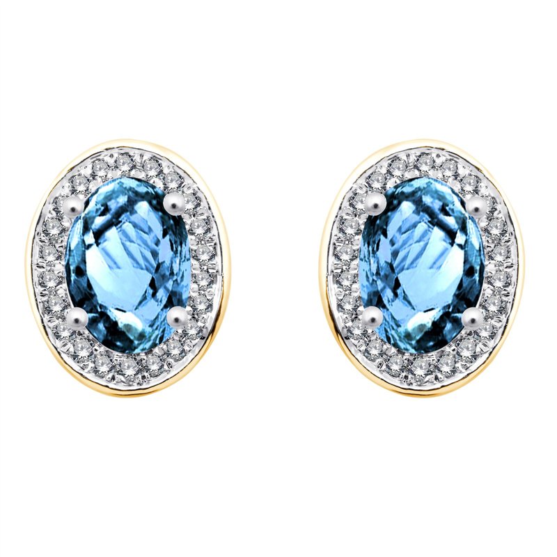 Boucles d'oreilles serti clos pierre fine et diamant en or 18 carats