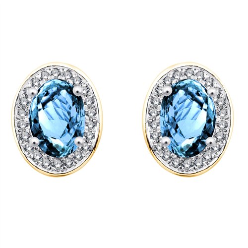 Boucles d'oreilles serti clos pierre fine et diamant en or 18 carats