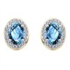 Boucles d'oreilles serti clos pierre fine et diamant en or 18 carats