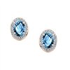 Boucles d'oreilles serti clos pierre fine et diamant en or 18 carats