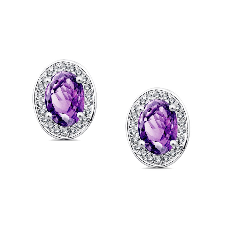 Boucles d'oreilles toi et moi pierre fine et diamant en or 18 carats