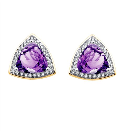 Boucles d'oreilles toi et moi pierre fine et diamant en or 18 carats