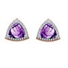 Boucles d'oreilles toi et moi pierre fine et diamant en or 18 carats