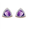 Boucles d'oreilles toi et moi pierre fine et diamant en or 18 carats