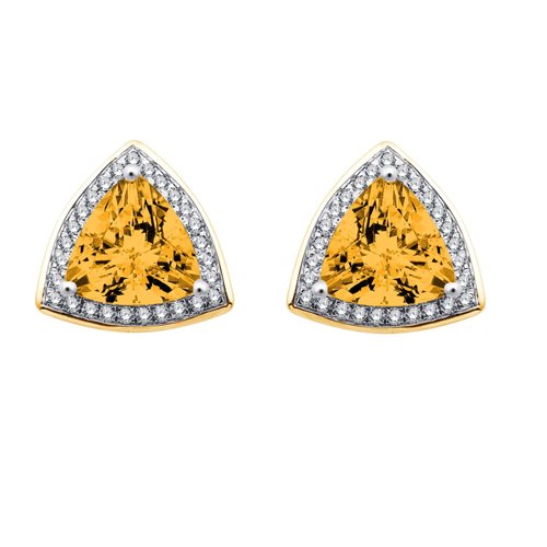 Boucles d'oreilles toi et moi pierre fine et diamant en or 18 carats