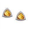 Boucles d'oreilles toi et moi pierre fine et diamant en or 18 carats