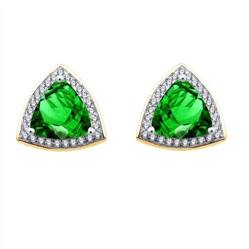 Boucles d'oreilles serti clos pierre fine et diamant en or 18 carats