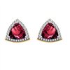 Boucles d'oreilles toi et moi pierre fine et diamant en or 18 carats