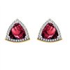 Boucles d'oreilles toi et moi pierre fine et diamant en or 18 carats