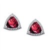 Boucles d'oreilles toi et moi pierre fine et diamant en or 18 carats