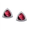 Boucles d'oreilles toi et moi pierre fine et diamant en or 18 carats