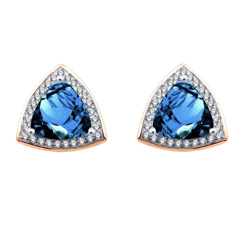 Boucles d'oreilles pierre fine et diamant en or 18 carats