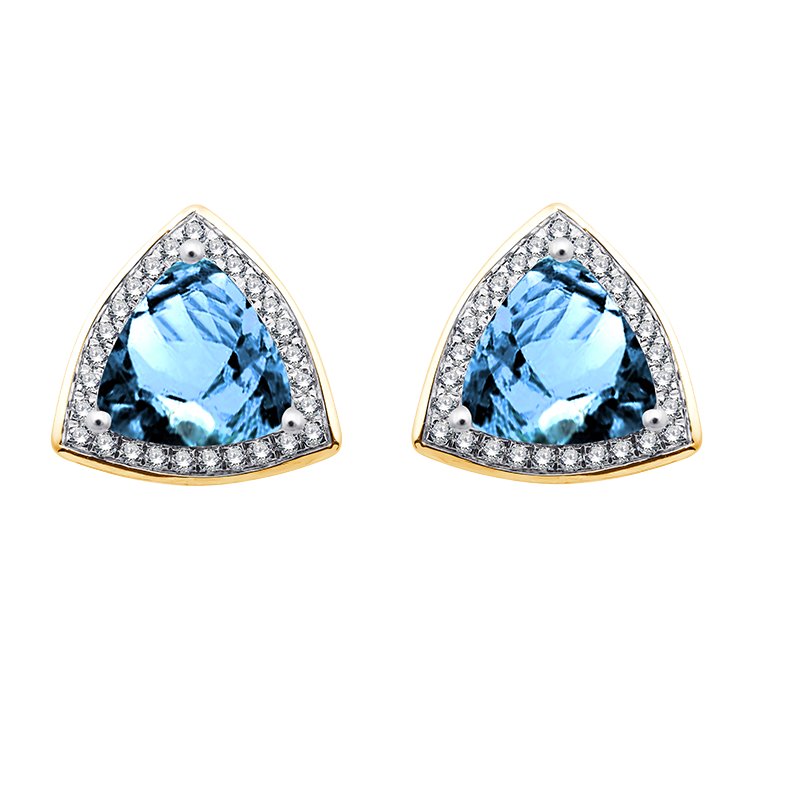 Boucles d'oreilles toi et moi pierre fine et diamant en or 18 carats