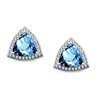 Boucles d'oreilles toi et moi pierre fine et diamant en or 18 carats