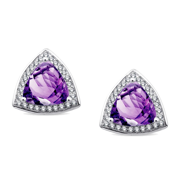 Boucles d'oreilles toi et moi pierre fine et diamant en or 18 carats