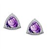 Boucles d'oreilles toi et moi pierre fine et diamant en or 18 carats