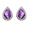 Boucles d'oreilles toi et moi pierre fine et diamant en or 18 carats