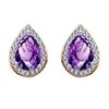 Boucles d'oreilles toi et moi pierre fine et diamant en or 18 carats