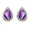 Boucles d'oreilles toi et moi pierre fine et diamant en or 18 carats