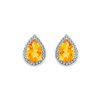 Boucles d'oreilles toi et moi pierre fine et diamant en or 18 carats