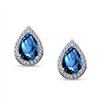 Boucles d'oreilles toi et moi pierre fine et diamant en or 18 carats