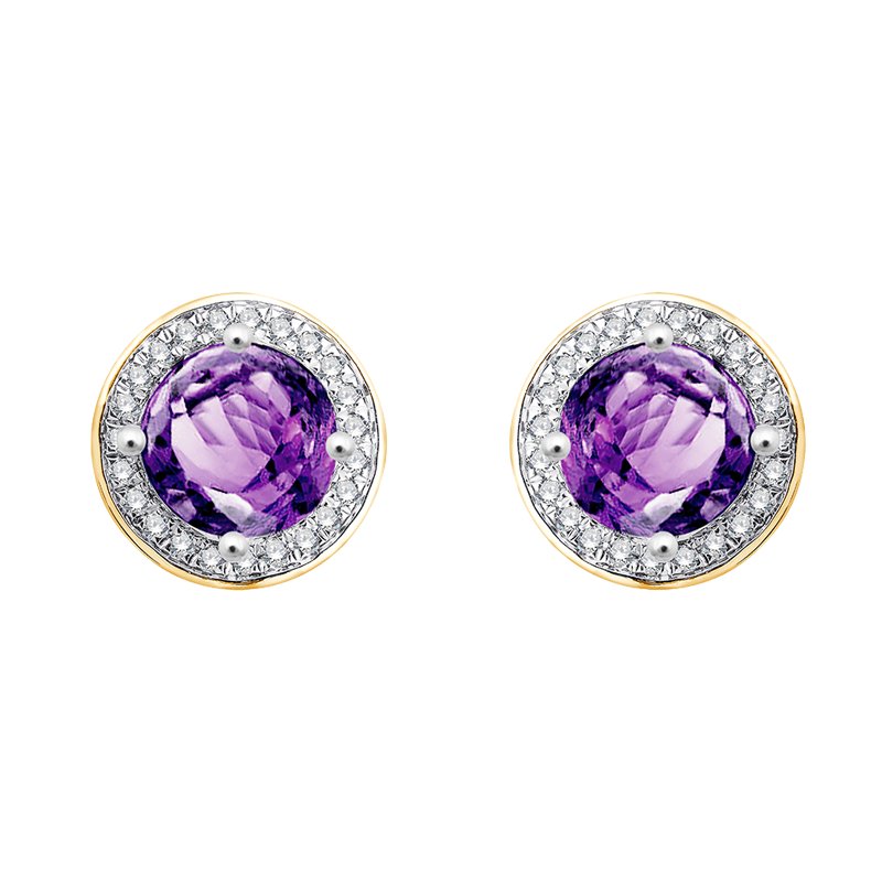 Boucles d'oreilles serti clos pierre fine et diamant en or 18 carats