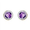 Boucles d'oreilles serti clos pierre fine et diamant en or 18 carats