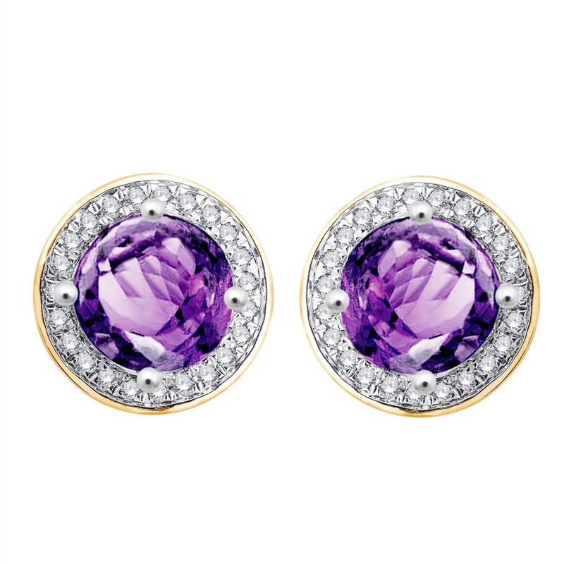 Boucles d'oreilles serti clos pierre fine et diamant en or 18 carats