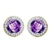Boucles d'oreilles serti clos pierre fine et diamant en or 18 carats