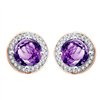 Boucles d'oreilles serti clos pierre fine et diamant en or 18 carats