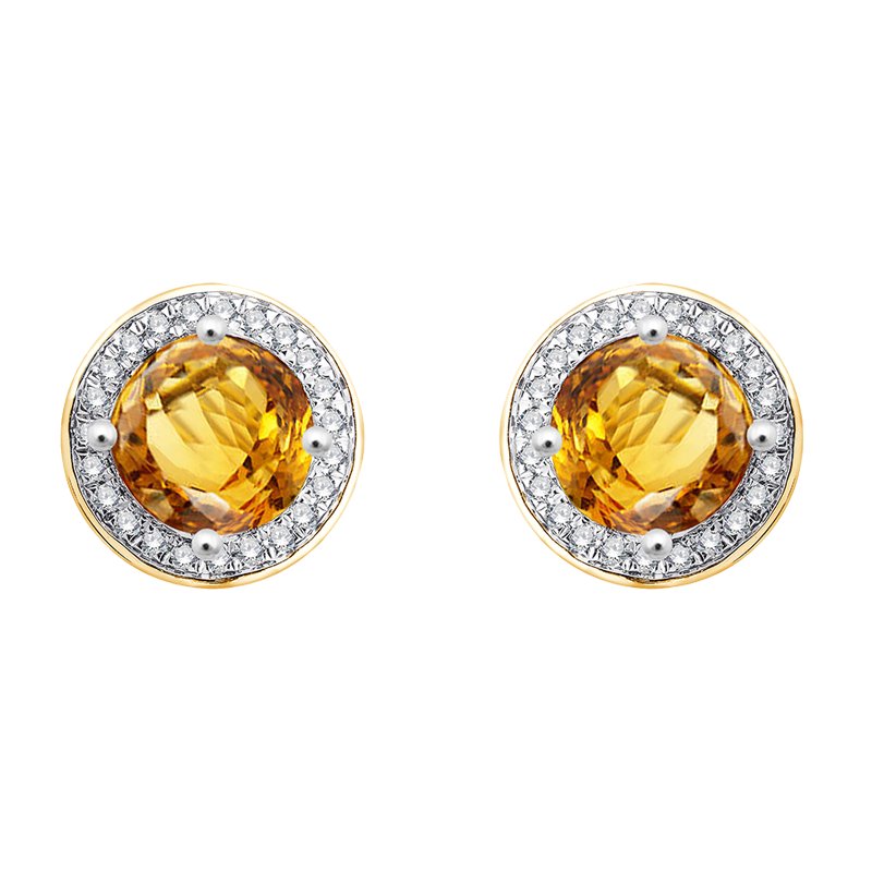 Boucles d'oreilles pierre fine et diamant en or 18 carats