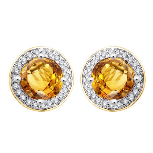 Boucles d'oreilles pierre fine et diamant en or 18 carats