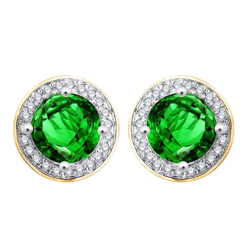 Boucles d'oreilles serti clos pierre fine et diamant en or 18 carats
